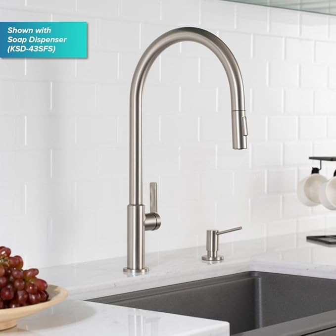 KRAUS Oletto High-Arc Single Handle Pull-Down Kitchen Faucet in Spot Free Stainless Steel, KPF-2821SFS