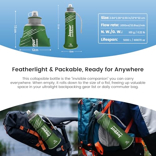 Collapsible Water Filter Bottle with 0.01 Micron Filtration