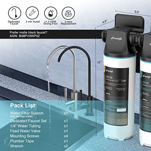 DW10F Under Sink Water Filter System with Brushed Nickel Faucet