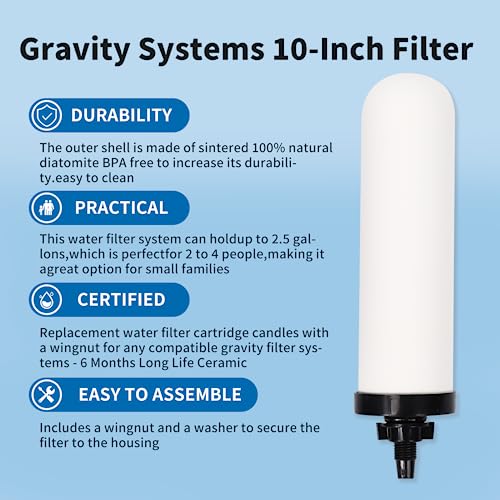 2 Pack 7'' ceramic water filter Candle with Activated Carbon