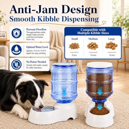 Automatic Dog Feeder and Water Dispenser Set for Large Dogs