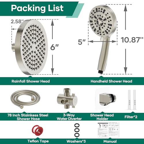 Shower Head with Handheld Spray Combo