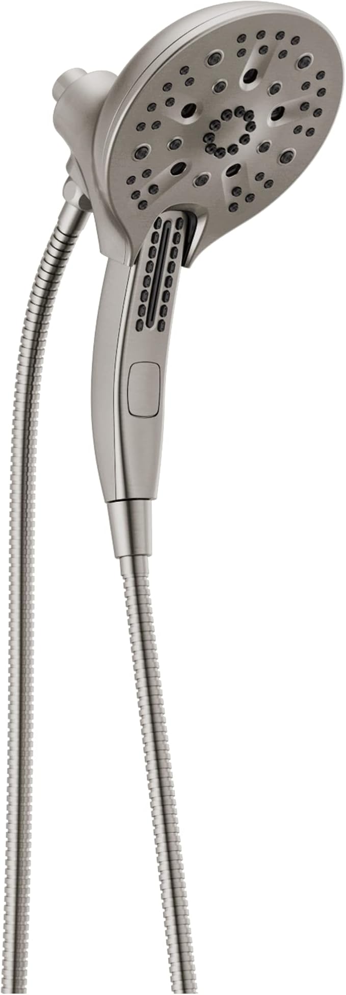 Delta Faucet 5-Spray In2ition 2-in-1 Dual Hand Held Shower Head with Hose, H2Okinetic Handheld Shower Head with Magnetic Docking, Brushed Nickel Handheld Shower Heads, Stainless 58620-SS-PR25-PK