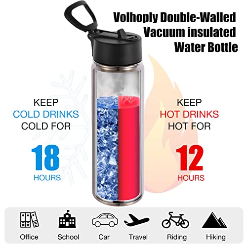 Insulated Water Bottles with Straw Bulk 4 Pack (4 Count)