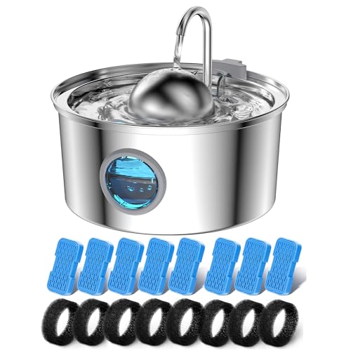 Cat Water Fountain with 8 Filters + 8 Sponge Filters
