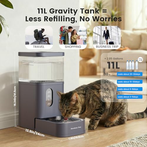 2.9 Gallon Automatic Dog Water Dispenser with Stainless Steel Bowl