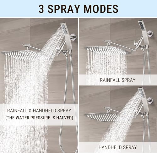 All Metal 14" Rain Shower Head with Handheld for Bathroom Upgrade