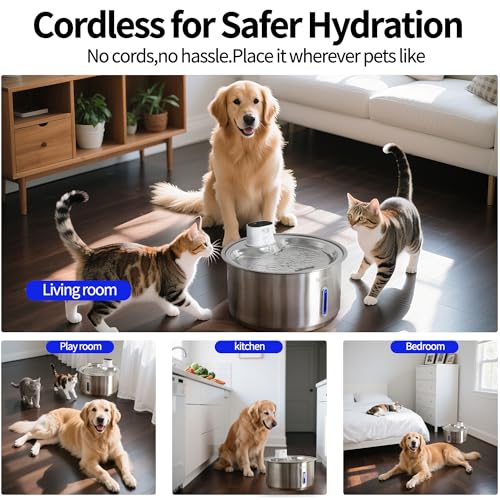 2.8Gal 11L Cordless Dog Water Fountain for Large Dogs