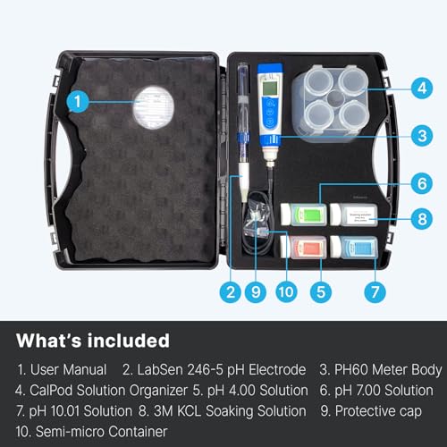 PH60 MS Handheld pH Meter Tester Kit with LabSen 246