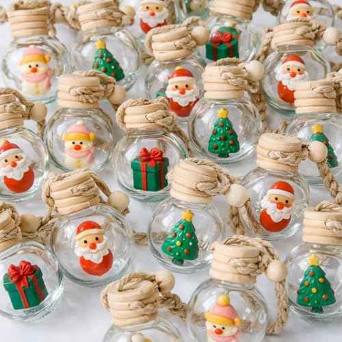 150 Pcs Hanging Car Air Freshener Car Diffuser Bottles Bulk Christmas Empty Glass Perfume Bottle Freshener Clear Diffuser Bottle Pendant for Essential Oil Fragrance Aromatherapy Bottles Ornament (150 Count)