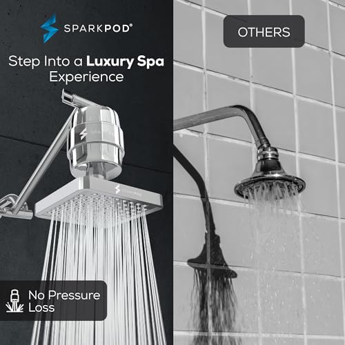 6" High Pressure Rain Shower Head with 23 Stage Filter Capsule & 11 Inch Adjustable Shower Arm Extension