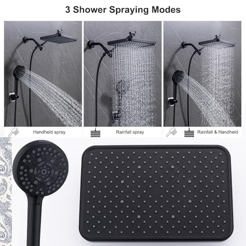 Black Large High Pressure Filtered Shower Head with Handheld