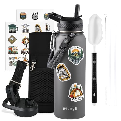 40 oz Insulated Water Bottle with Straw