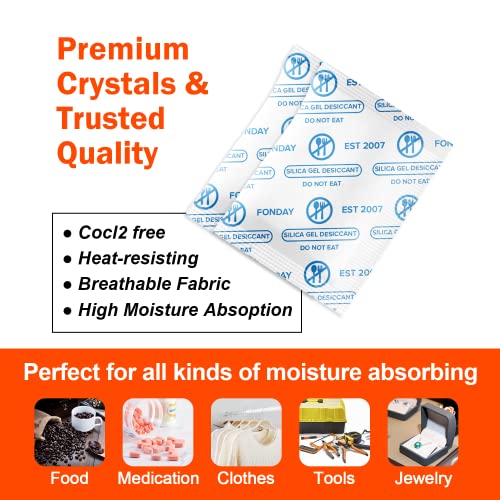 1 Gram 200 Packets Fonday Food Grade Silica Gel Desiccant Packs (200 Count)