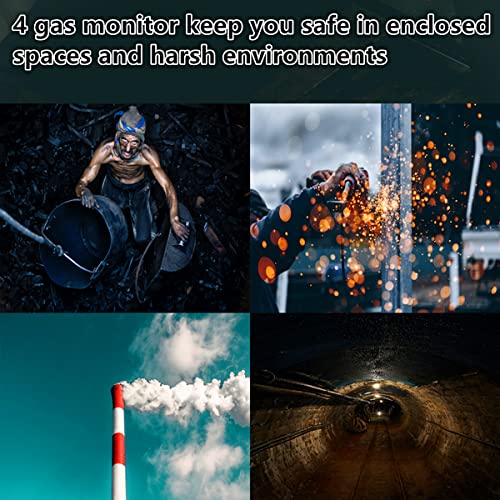 4 Gas Monitor Rechargeable Portable Gas Detector H2S O2 CO and LEL Multi Gas Monitor Professional Gas Sniffer with LCD Display Sound Light Vibration Alarm Mode