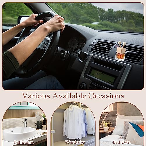 60 Pcs Car Diffuser Bottles Empty Bulk Vent Clip Car Air Freshener Diffuser for Essential Oil Perfume Glass Bottle with Wooden Caps Stick Fragrance Ornament (16 Ounce)