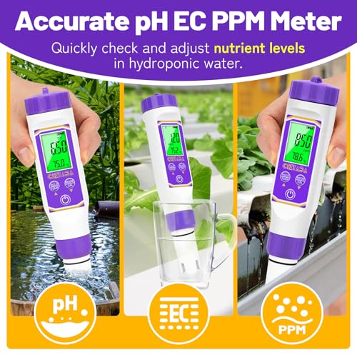 Smart pH Meter for Water pH and EC Meter for Hydroponics Nutrients