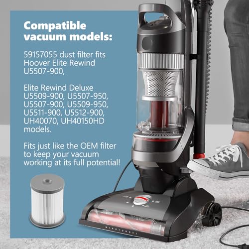 Dust Filter Replaces for Hoover 59157055 Fits for Hoover Elite Rewind & Elite Rewind Deluxe U5507