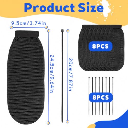 8 Pcs Lint Traps for Washing Machine Hose with 8 Pcs Tie Strap Nylon Mesh (8 Count)
