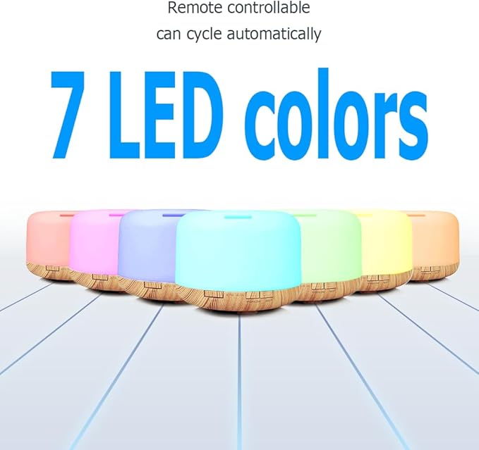500ml Premium Essential Oil Diffuser,Quiet 4-in-1 Ultrasonic Aromatherapy Humidifier,7 Color LED Lights,with Adjustable Automatic Timer Off Function and Spray Mode. (Light Woodgrain)