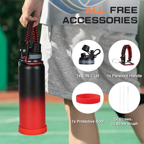40 oz Insulated Water Bottle with Straw& Spout 2