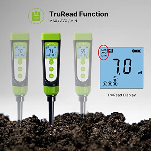 AI102G GroStar Series GS2 Soil pH Pen Tester Kit for Direct Soil Test and Nutrient Solutions Test with Replaceable Swiss Spear pH Probe