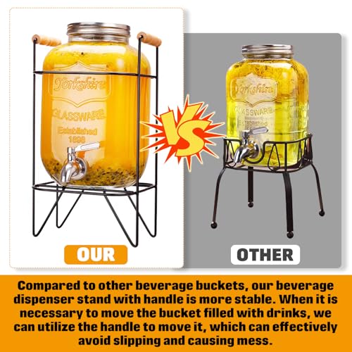 1 Gallon Drink Dispenser Glass Beverage Dispenser With Stand Leak Proof Stainless Steel Faucet Wide Mouth Mason Jar Style Glass Drink Dispenser for Parties
