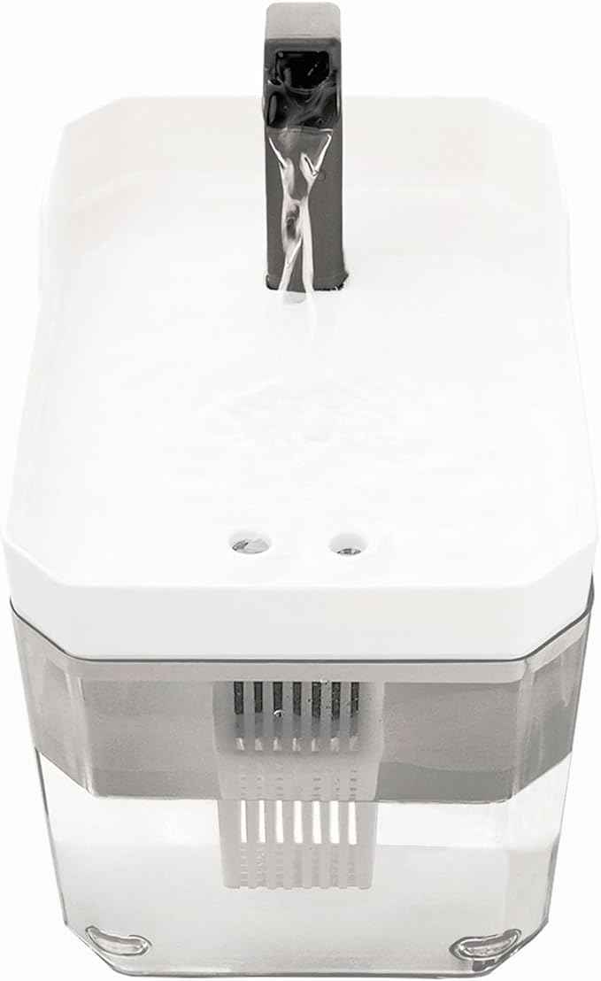 Plastic Cat Water Fountains Transparent and Visible Tank,50.7Oz/1.5L Cat and Dog Drinking Bowl Water Foutain Indoor Easy to Clean Small Pet Water Fountain with Quiet Pump White