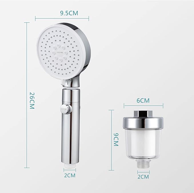 Shower Head with ON/Off Pause Switch, Filter Shower Head for Hard Water to Increase Pressure 3 Modes Spray Function