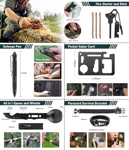 Survival Kit 262Pcs Survival Gear and Supplies with First Aid Kit Pouch and Crossbody Bag (262 Count)
