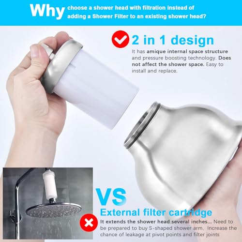 Metal Filter Shower Head for Hard Water Softener Shower Head with Water Shower Filter to Remove Chlorine and Harmful Substances