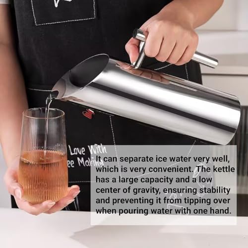 Stainless Steel Water Pitcher Cold Beverage Carafe with Ice Guard Easy Pouring for Home Hotel 1L 1.5L 2L Silver Polished Metal Jug Single Wall Serving Pitcher