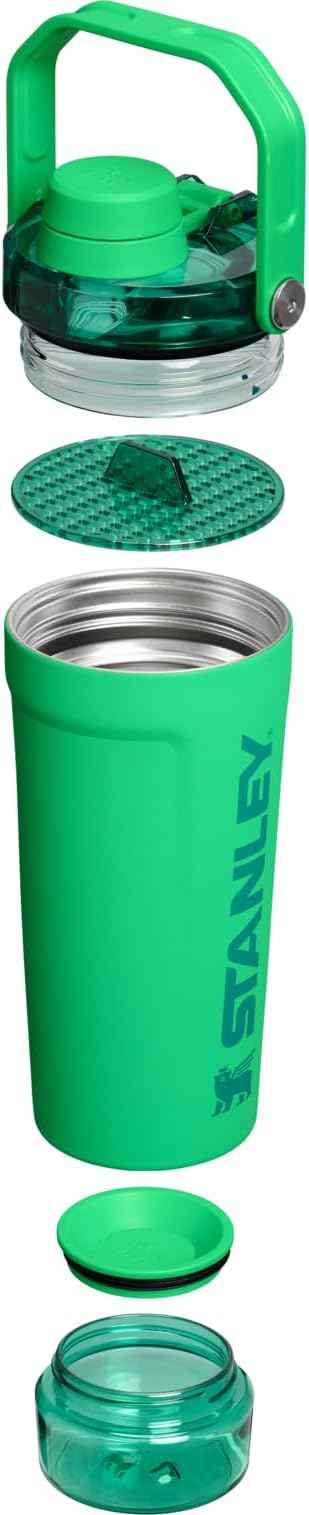STANLEY Vitalize Shaker Bottle 20 oz | Leakproof Insulated Stainless Steel Shaker Cup | Base Storage and Twist On Fast Flow Lid | Protein Shakes and Pre Workout Powder | BPA-Free | Meadow