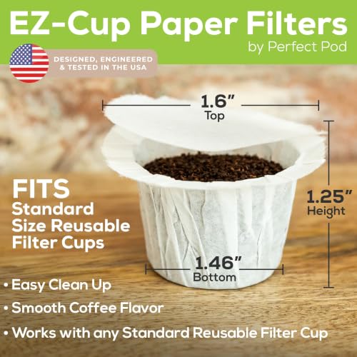 EZ Cup Paper Filters with Lid for Reusable Coffee Pods (7 Count)