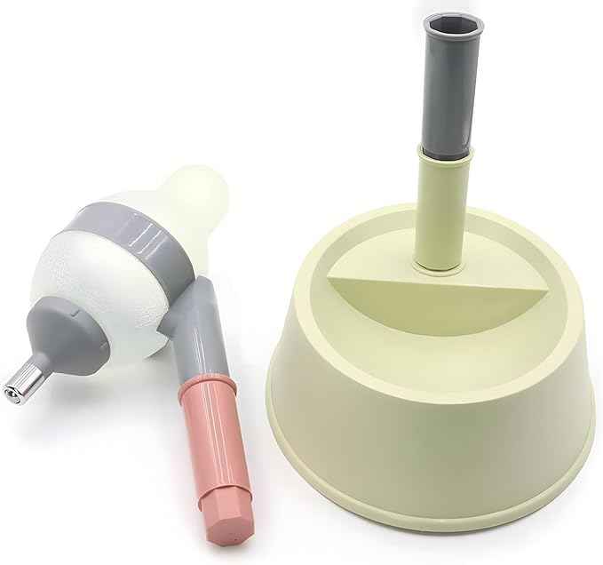 NACOCO Pet Standing Water Dispenser Cat Dog Standing Bowl with Detachable Pole Automatically Feeding Water Height Adjustable(Green-Grey)