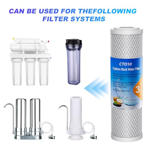 1 Micron 2.5" x 10" Whole House CTO Carbon Sediment Water Filter Cartridge Compatible with DuPont WFPFC8002