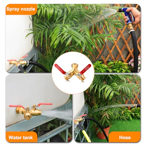 2 Way Hose Splitter Heavy Duty Brass Y Valve Garden Faucet 1 Pack