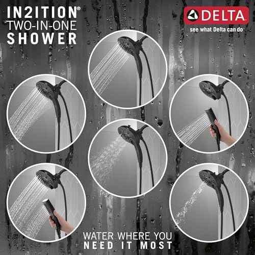 58620-BL-PK 2-in-1 Dual Shower Head, Black, 5 Spray Settings, Lifetime Limited Warranty