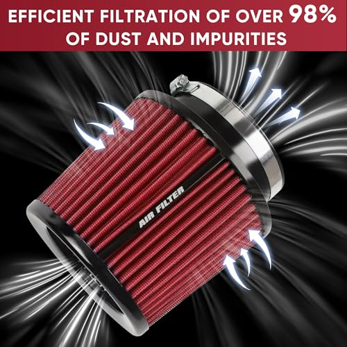 3 3.5 4 Inches Cold Air Intake Filter 76mm 89mm 101mm High Performance Washable Clamp