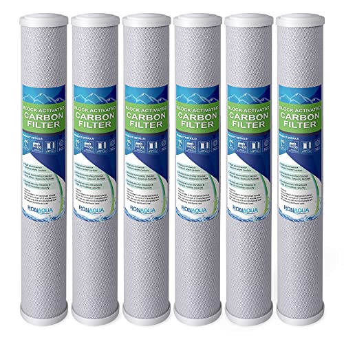 Standard Whole House Coconut Shell Carbon Block 5 Micron Water Filter 20” x 2.5” Fits 20” x 2.5” Housings. Remove Chlorine and Bad Odor. Compatible with C1