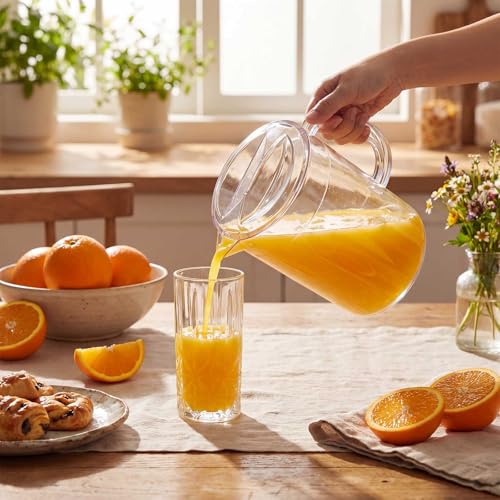 Tessco 12 Pcs Plastic Pitchers 60 Oz Clear Water Beer Jug Large (12 Count)