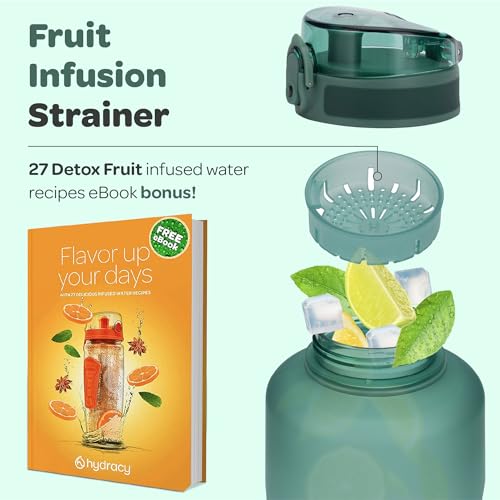 Motivational Water Bottle with Time Marker & Fruit Infuser 64 oz