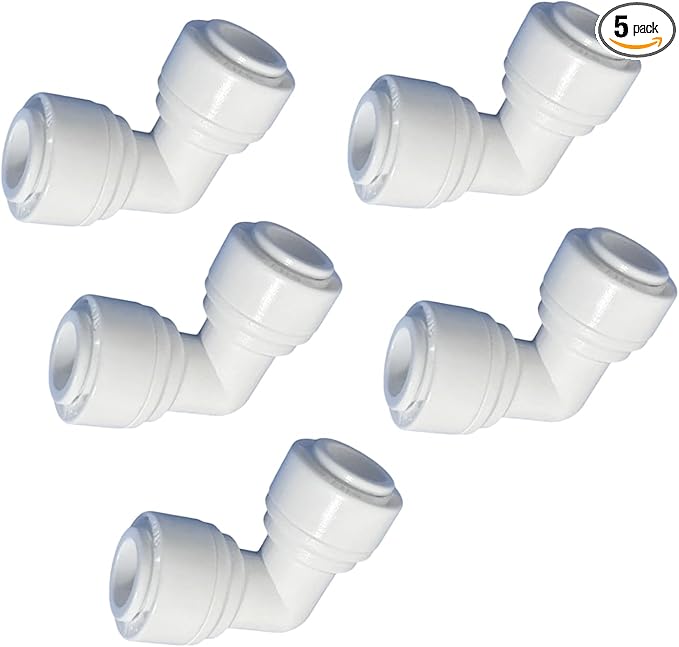 3/8 inch x3/8 inch Tube Push Union Elbow Quick Connect for RO Water Filter Fitting（ Pack of 5） - AquaVibe