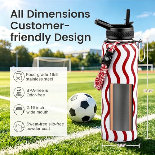 40 oz Insulated Water Bottle with Straw