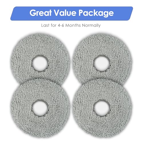 4 Pack) L40 Ultra Replacement Mop Pads for Dreame X50 Ultra/ X40 Ultra/ X30 Ultra/ L10s Ultra/ L10s Pro Gen 2/ L10s Pro Ultra/ L10s Plus/ Mova P10 Pro Ultra Robot Vacuum, Replacement Mop Cloths (4 Count)