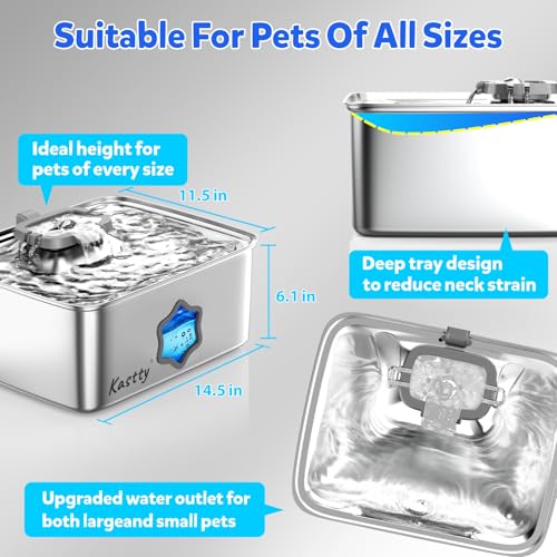 4Gal 15L Stainless Steel Dog Water Fountain for Pets