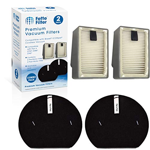 Filter Set Compatible with Bissell ICON Pet Cordless Stick Vacuums Compare to Part # 1621427 &1621616 & 1621064 & 2792 (4 Count)