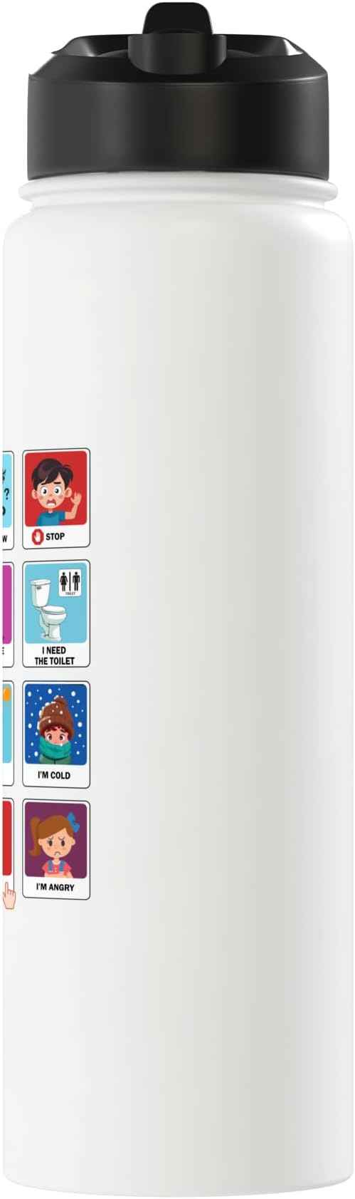 Autism Communication Cards Kids Emotions Speech Therapy AAC Stainless Steel Insulated Water Bottle