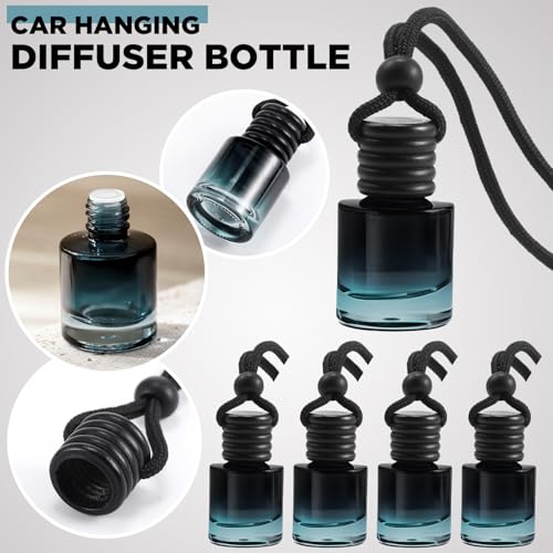 70 Pieces Hanging Car Diffuser Air Freshener Bottle Bulk Empty Glass Refillable Perfume Bottles Oil Diffuser Aromatherapy Pendant for Auto Interior Ornaments Decor (70 Count)