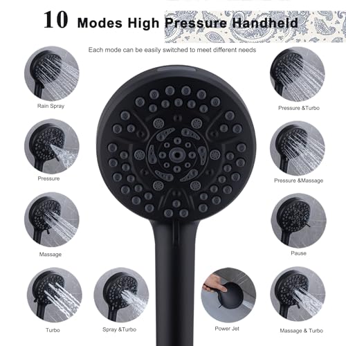 Black Large High Pressure Filtered Shower Head with Handheld